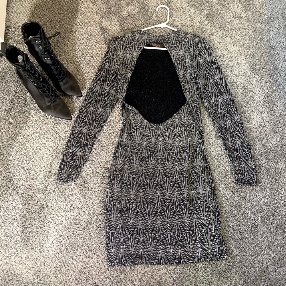 H&M sparkly black and silver body con dress